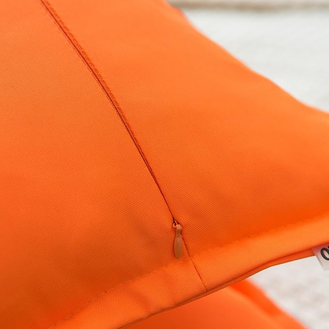 LIGICKY Orange Outdoor Waterproof Pillow Covers 20x18 Inch Pack of 2 Decorative Square Solid Color Pillows with Wide Edge Cushion Cover for Patio Tent Garden Couch Balcony Fall