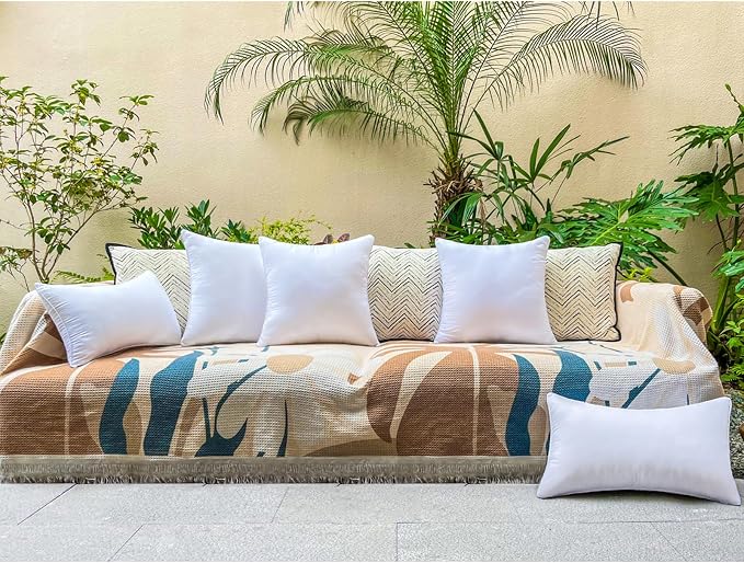 18x18 Waterproof Outdoor Square Pillow Inserts, 2 Pack | Hypoallergenic & machine washable. Soft yet supportive, stays plump. Waterproof protection for patio, sofa, bed, garden.