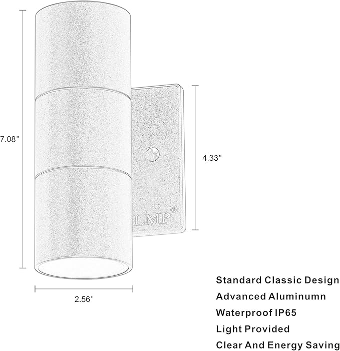 LMP Modern Outdoor Wall Light, Aluminum IP65 Waterproof Porch Light | Up and Down, 3000K 5W G10 Bulbs Included, ETL Certified, Outside Wall Exterior Lighting Fixtures for House,Front Door,Garage
