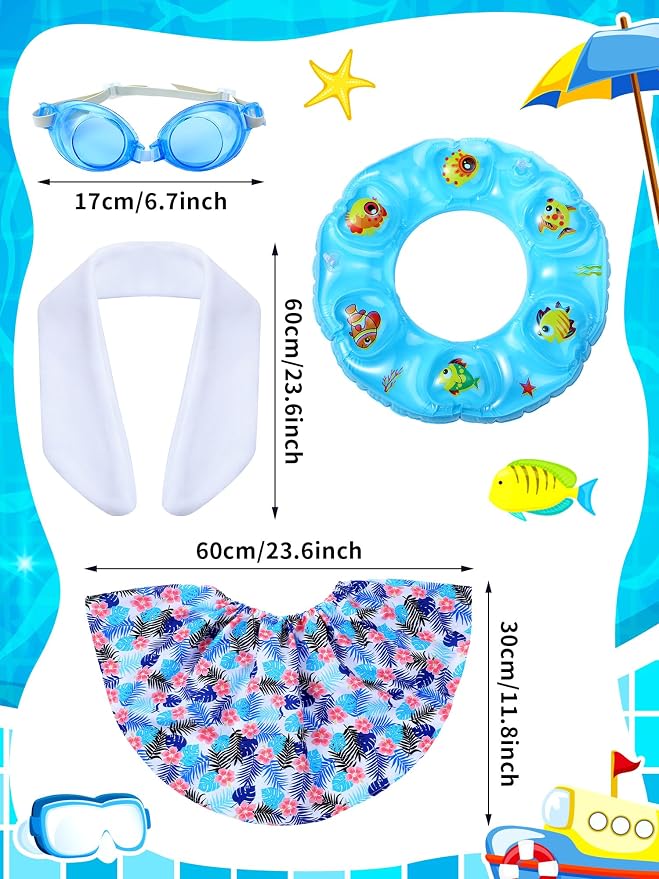 Outus Funny Summer Porch Goose Outfits Set Includes Goggles, Shorts and Swimming Ring Bikini Goose Porch Clothing for Outdoor Swimming Pool Garden Yard Patio Lawn Statue