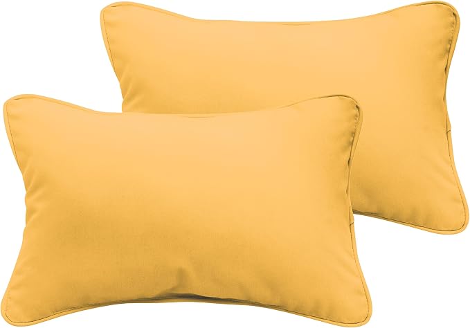 Mozaic Company AZPS6941 Indoor Outdoor SunbrellaLumbar Pillows with Corded Edges, Set of 212 x 18 Sunflower Yellow