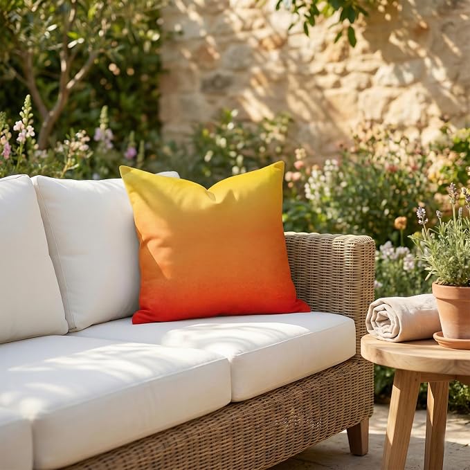 Fab Habitat Indoor/Outdoor Throw Pillow Made from Recycled Polyester Yarn - Double Sided, Stain Resistant, Machine Washable - Ombre - Patio, Deck, Porch, Living Room - Big Sur Sunset (20" x 20")