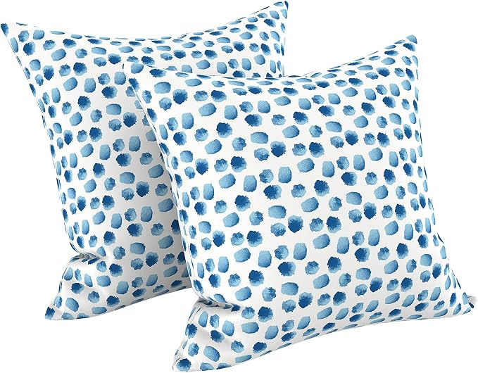 LVTXIII Outdoor Throw Pillows, Decorative Throw Pillows with Inserts, 20"x20" Square Pillows for Bed, Couch, Sofa and Patio Furniture, Set of 2, Brush Blue
