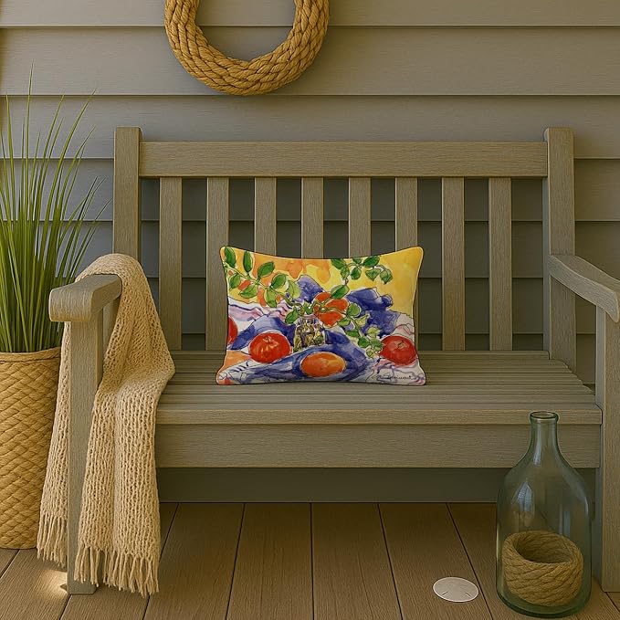 Caroline's Treasures 6047PW1216 Apples Canvas Fabric Decorative Pillow Machine Washable, Indoor Outdoor Decorative Pillow for Couch, Bed or Patio, 12HX16W