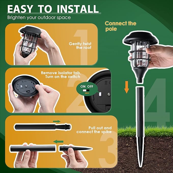 SOLPEX Solar Pathway Lights Waterproof Outdoor Lighting, 12 Pack Cold White | 8-12H Runtime, Auto On/Off, Tool-Free Install, Yard/Garden/Pathway/Patio/Walkway/Driveway