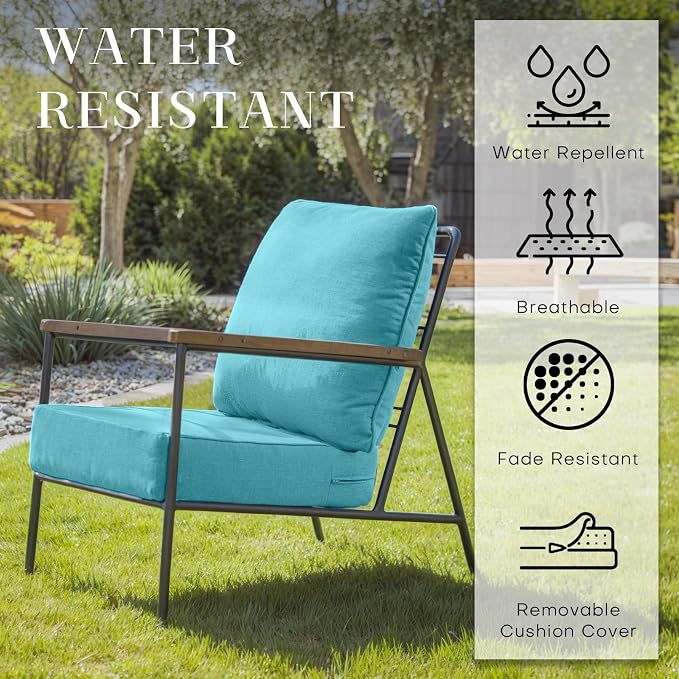 Luxury 24*24*6in Outdoor Patio Cushions, 8 Pieces Teal Outdoor Cushion | 6in Outdoor Patio Cushions, Water-Resistant, Reversible, Removable Cover, for Patio Chairs Sofa Couch Loveseat