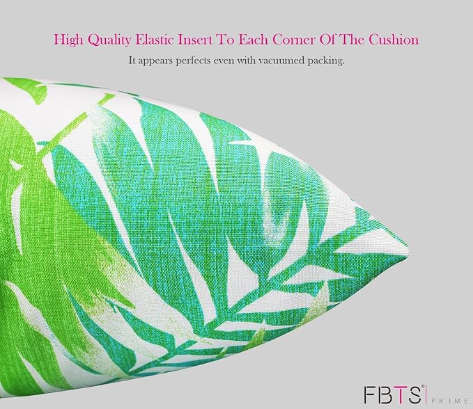 Outdoor Waterproof Decorative Throw Pillow Cover for Patio Furniture, 18x18 Inch Fade Resistant Patio Garden Cushion Cover for Couch Bed Sofa, Leaves Green