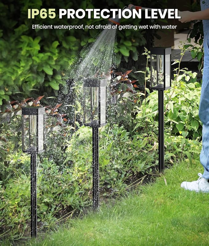 NEWMESSI 12 Pack Bright Solar Pathway Lights Outdoor,IP65 Waterproof Solar Garden Lights Pathway Lights Solar Powered for Outside Yard Path Lawn Walkway Driveway Landscape Lighting (Cool White)