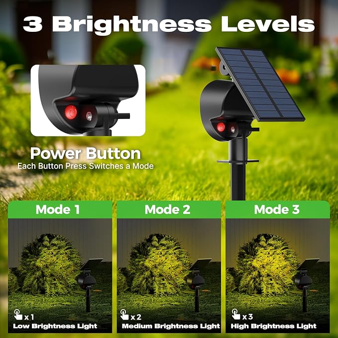 nipify Solar Spot Lights Outdoor Waterproof, Landscape Spotlights | Warm White, 1 Pack/53 LED/3 Modes, Adjustable Solar Panels, Auto On/Off, Uplights Lighting for Outside Tree Yard Flag Garden