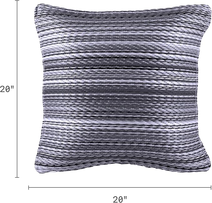 Fab Habitat Outdoor Premium Recycled Plastic Pillow - Waterproof, Fade Resistant - Striped - Patio, Porch, Deck, Balcony - Cancun - Midnight - 20" x 20"