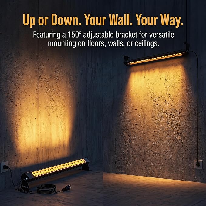 2Pack 72W Wall Washer Light 4FT 2700K 120V IP67 Waterproof Plug-in | Outdoor LED Light Bar/Lifespan 50K Hr/150° Adjustable/Gardens Christmas Halloween Commercial Building Garages Backyard Stage