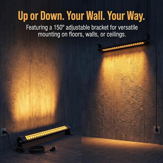 2 Pack 36W LED Wall Washer Light 2FT 2700K Waterproof IP67 Plug-in | Outdoor LED Light Bar/Lifespan 50K Hr/150° Adjustable/Home Churches Commercial Buildings Villas Gardens Yards Art Displays