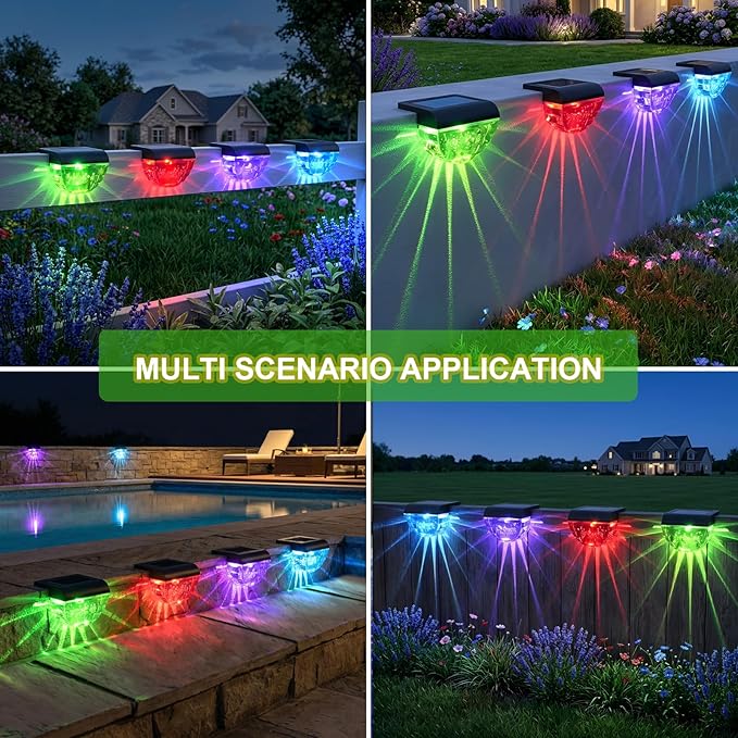 Melunar 16 Pack Solar Deck Lights Outdoor, Solar Step Lights Waterproof for Outside, Yard, Patio, Garden, Pool, Railing, Stairs, Fence (Color Changing)