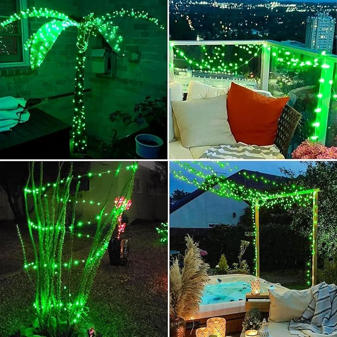 Lomotech Solar Fairy Lights Outdoor, 2 Pack Total 66ft 200 LED,Green | Solar String Lights Waterproof 8 Modes Twinkle Lights for Outdoor, Patio, Garden, Yard, Party, Wedding, Tree Decoration