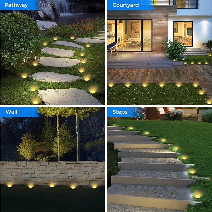 Mini Solar Ground Lights, 24 Pack Flat Solar Disc Lights Outdoor Waterproof, 2.3 Inch Small Solar Garden Lights Landscape Lighting for Outside Pathway Garden Yard Lawn Walkway,Warm White