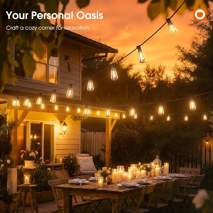 addlon 400FT(50*8) Outdoor String Lights with Remote LED Edison Waterproof | Plastic ST38 Shatterproof Bulbs, Extra Long Lighting, Hanging for Patio Outside Backyard Pergola Bistro Porch Garden Party