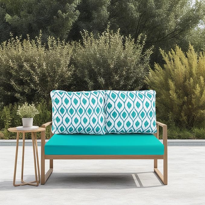 Outdoor Loveseat Cushions for Patio Furniture, Waterproof Cushion | Couch Hampton Bay Deep Seat Cushion Replacement Set 46" x 26", Patio Love Seat Sofa Cushions for Porch Garden Chair, Blue