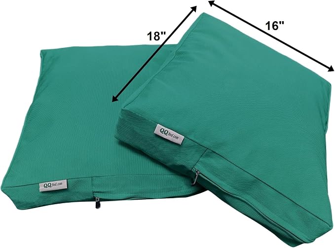 2 Pack 18X16 Inch Outdoor Back Cushion Memory Foam Pillows with Waterproof Internal Cover for Patio Furniture, Sofa, Loveseat, Deep Seat Chair - Peacock Color