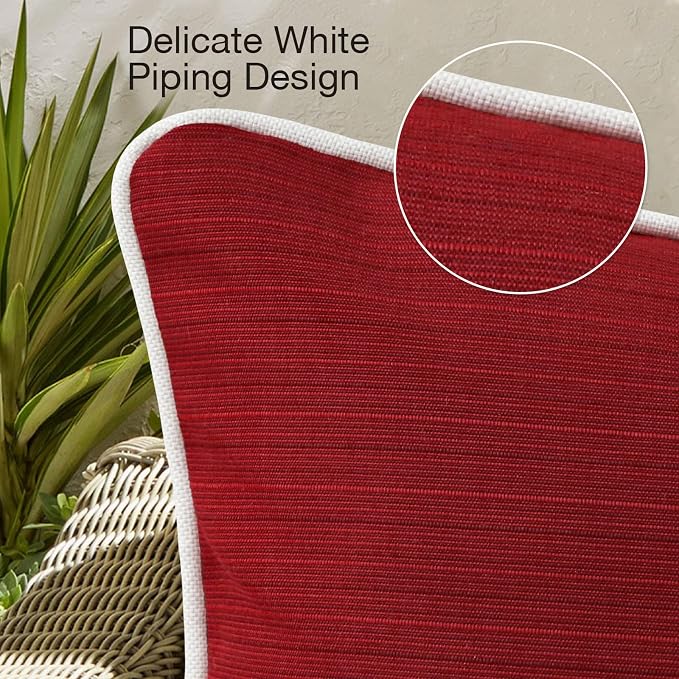 Unimatta Decorative Outdoor Water Repellent Throw Pillows with Inserts, Set of 4, 18" x18" Pillows for Patio, Backyard, Bed, Couch, and Patio Furniture, Red