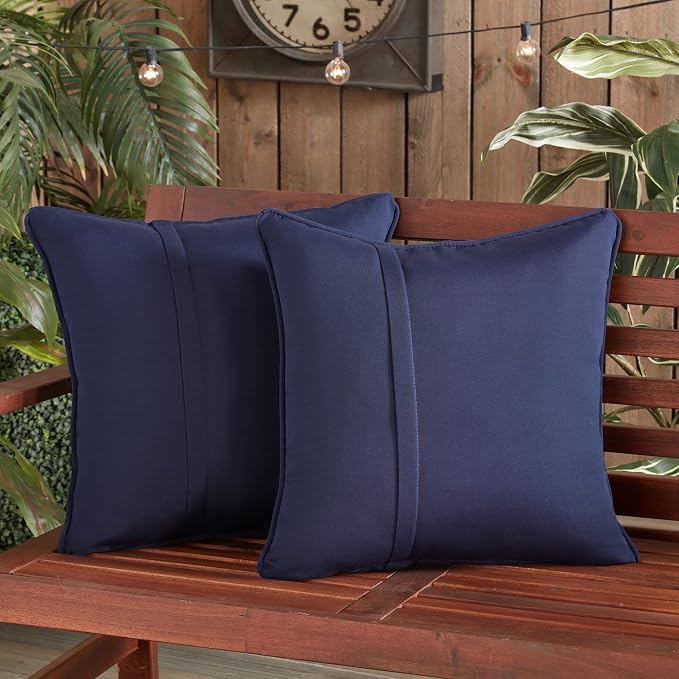 Greendale Home Fashions Sunbrella 20'' Square Outdoor Throw Pillow with Removable Cover (Set of 2), Canvas Navy