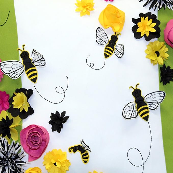 Bees & Flowers Dimensional Indoor/Outdoor Decorative Pillow, 18x18, Multi