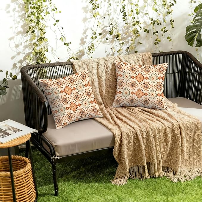 22x22 Inch Outdoor Pillow Covers Set of 2 Waterproof Throw Pillow Covers Decorative Couch Cushion Covers Floral Pattern Square Pillowcases Protectors for Patio Garden Sofa