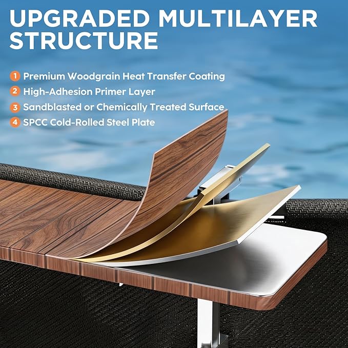 Utheer Folding Pool Bar Table for Above Ground Pools, Drinks Within Reach | Fits 1-3.5 in pool rails; 47.2 in tabletop supports 110 lb; keeps drinks and snacks within reach