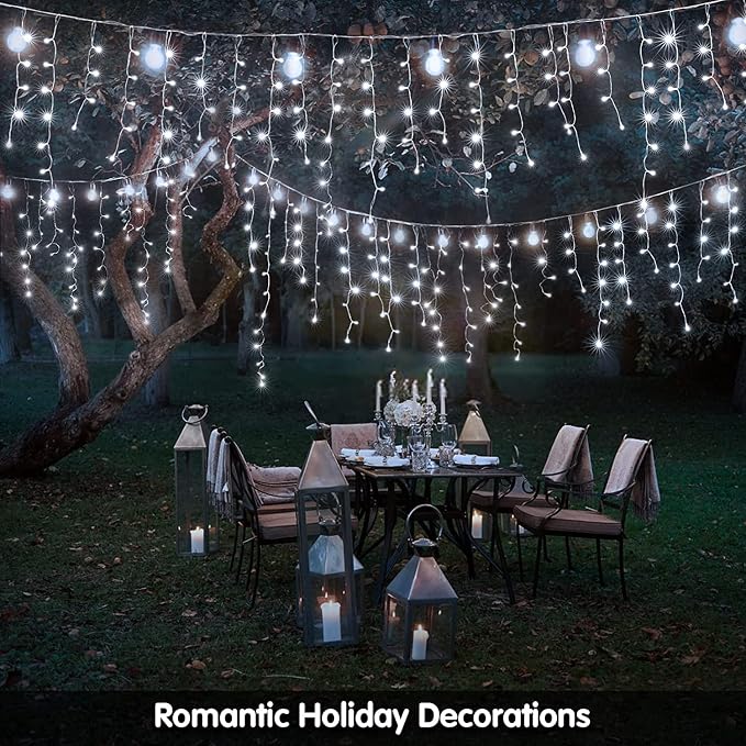 Led Christmas Lights Outdoor Christmas Decorations Hanging Light 400LED 8 Modes 75 Drops, Waterproof Outdoor Indoor Fairy Christmas Lights for Party, Holiday, Wedding, Eaves Decorations (CoolWhite)