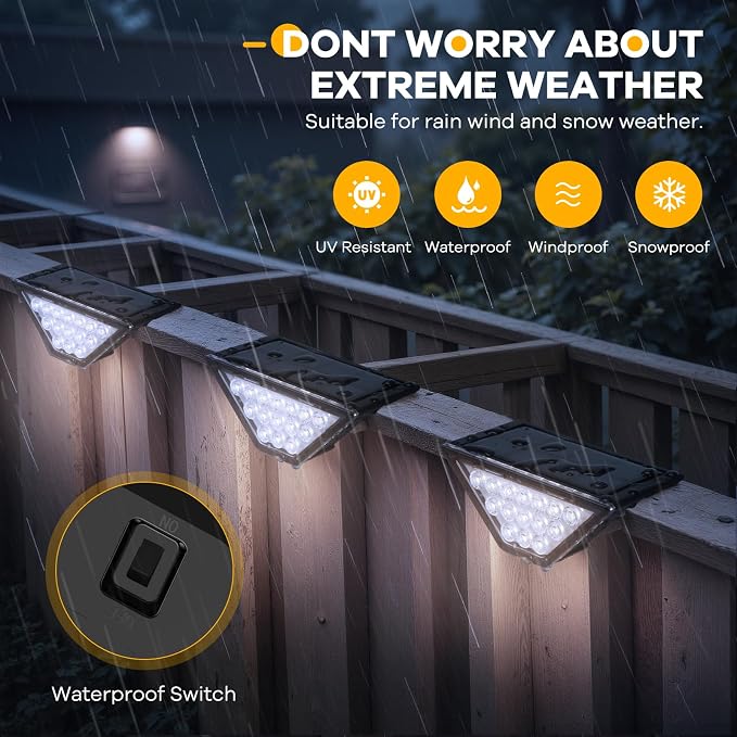 BKBB PPBB Solar Step Lights for Outside, Solar Stair Lights Outdoor Waterproof, Deck Step Lights for Fence, Patio, Yard, Porch, Front Door, Sidewalk, Garden, Patio Decor (8, Cool White)