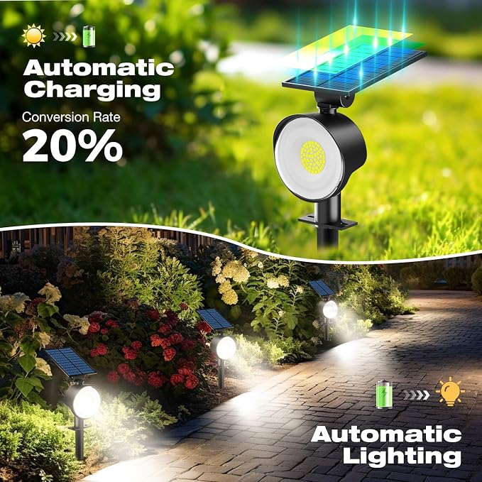 nipify Solar Spot Lights Outdoor Waterproof, Landscape Spotlights | Cool White, 4 Pack/53 LED/3 Modes, Adjustable Solar Panels, Auto On/Off, Uplights Lighting for Outside Tree Yard Flag Garden