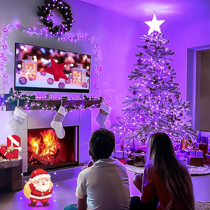 JMEXSUSS Connectable 91.5ft 250 LED Purple Halloween String Lights Indoor | 8 Modes Purple Christmas Lights Outdoor Waterproof, Plug-in Clear Wire Purple String Light for Xmas Bedroom Party Tree
