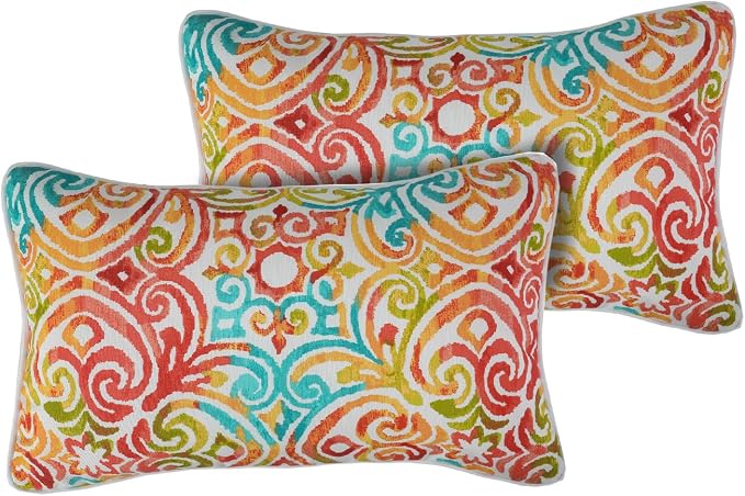 Outdoor Lumbar Pillow Covers 12X20 Inch, No Insert-Corinthian Dapple | Patio Lumbar Cases Pack of 2, Water-Repellent, Throw Pillowcase for Couch Garden Furniture
