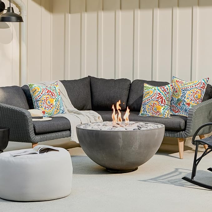 LVTXIII Pack of 2 Outdoor Throw Pillow Covers Accent Waterproof Pillow Covers ONLY, Patio Square Cushion Cases for Garden Balcony Couch Sofa Decoration 20x20 inch, Paisley Multi