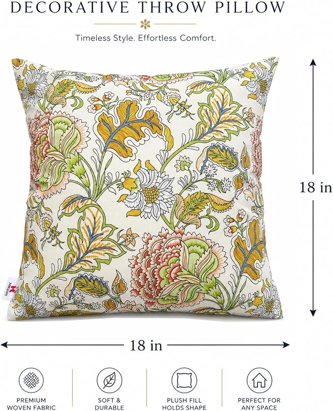 Outdoor Throw Pillows 18×18 Inch Pack of 2 Waterproof Decorative Throw Pillows with Inserts, Square Pillows for Garden Couch Sofa and Patio Furniture