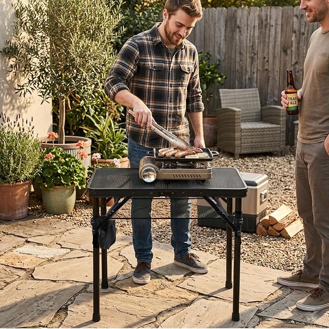 E EASTSTORM Folding Picnic Table for Grill Outdoor Camping Table with Portable Mesh Bag, Compact & Foldable for Easy Storage - Great for Picnic, Garden, Patio, Dining, BBQ, Party, Market 2Ft