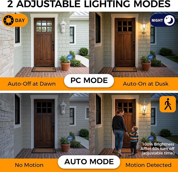 Porch Lights Outdoor Motion Sensor Wall Sconce Anti-Rust Aluminum, Exterior Outdoor Wall Lights Dusk to Dawn Porch Light Fixture Wall Mount for House Outside Patio Large White
