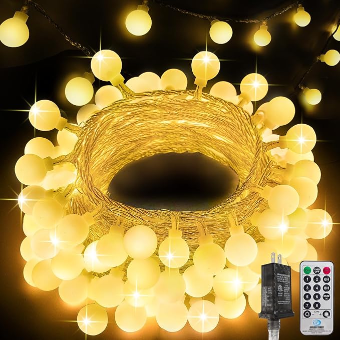 300LED Globe String Lights Indoor 108FT Classroom Lights, Warm White | Fairy Lights Plug in, Remote, 8 Modes, Waterproof, Hanging String Light for Bedroom Wedding Party Christmas Outdoor Decor