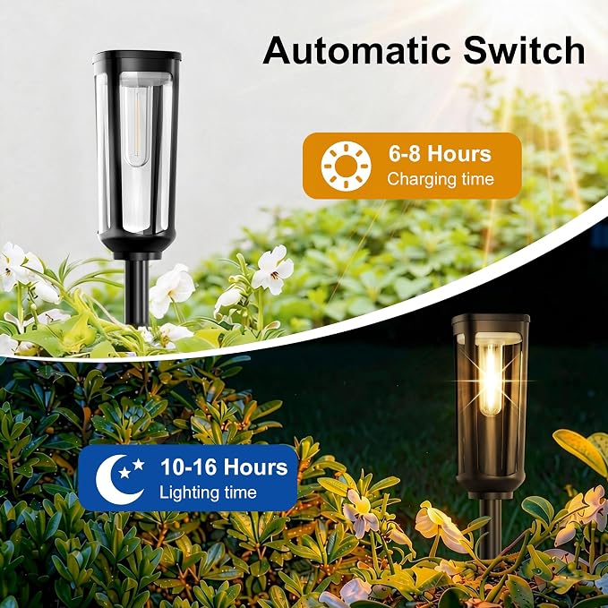 JEJOT Solar Pathway Lights Outdoor Waterproof, 8 Pack Solar Walkway Lights | Solar Light outdoor for Lawn Yard Garden Patio Driveway Decor Landscape, Warm White