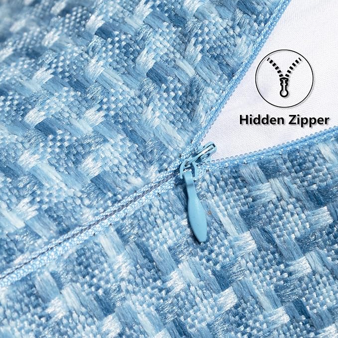 Kevin Textile Outdoor Waterproof 26"x26" Pillow Covers 2 Pack, Light Blue | Water Resistant Weaving Faux Linen Texture Throw Pillow Covers, Outside Decorative Pillowcases for Garden Patio Balcony Couch