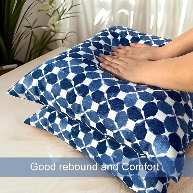 Outdoor Pillows 18"x18" Waterproof Decorative Pillows with Inserts | Pack of 2 Waterproof Decorative Throw Pillows with Inserts, Square Pillows for Bed, Couch, Sofa and Patio Furniture