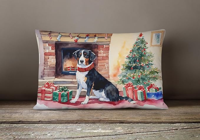 Caroline's Treasures DAC2597PW1216 Appenzeller Sennenhund Cozy Christmas Throw Pillow Machine Washable, Indoor Outdoor Decorative Pillow for Couch, Bed or Patio, 12HX16W