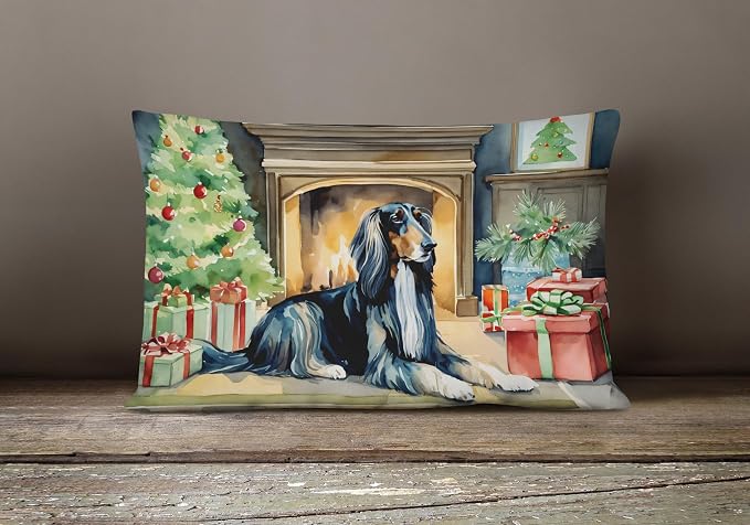 Caroline's Treasures DAC2586PW1216 Afghan Hound Cozy Christmas Throw Pillow Machine Washable, Indoor Outdoor Decorative Pillow for Couch, Bed or Patio, 12HX16W