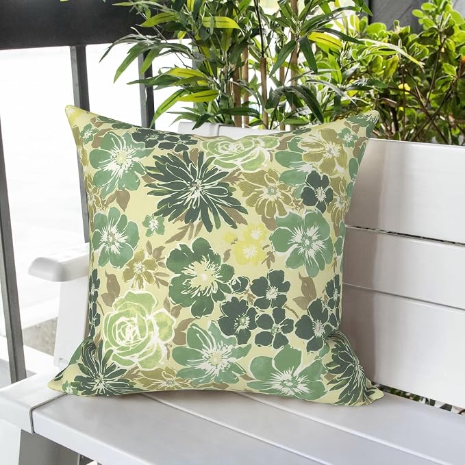 LVTXIII Outdoor Pillows 20x20 Inch, 2 Pack Large Decorative Square Throw Pillows with Inserts for Couch, Bed, Floor Seating, Patio Furniture, Green Rose