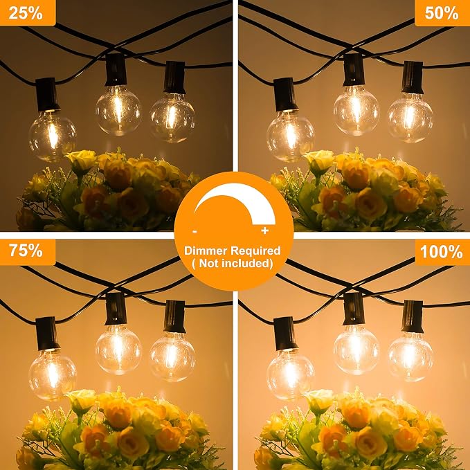 100FT 104 Bulbs G40 LED Globe String Lights Waterproof | Dimmable Shatterproof Patio Lights, Connectable Commercial Hanging Light for Patio House Backyard Balcony Party Bistro