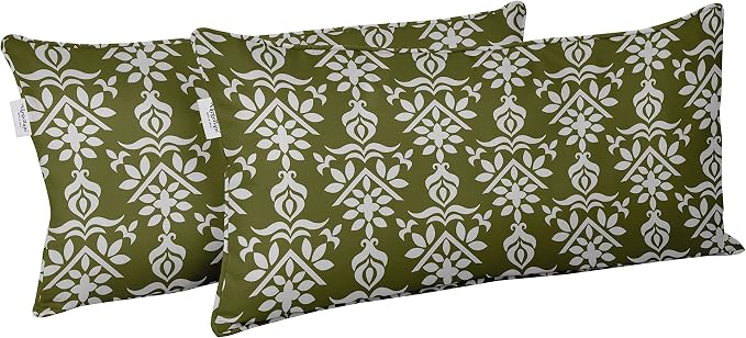 Indoor/Outdoor Polyester Fabric Lumbar Pillow Cover, All-Weather Waterproof Rectangular Cushion Case for Patio Furniture, 12 x 24 Set of 2 - Block-35