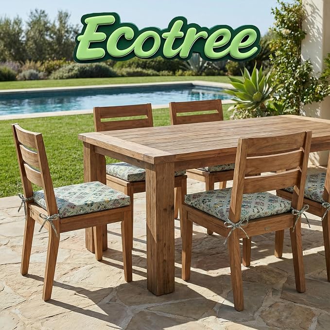 Outdoor Dining Chair Cushions 20x20x2.5 Inch 2 Pack, Water repallent Square Patio Seat Cushions, UV Resistant Fade Proof Outdoor Chair Pads for Garden Deck Porch Dining Furniture,Green Floral