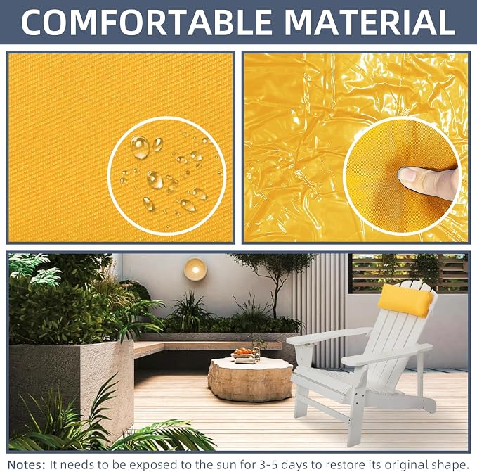 Headrest Pillow for Patio Chaise Lounge Chair, Outdoor Chaise Pillows with Adjustable Elastic Stripe Head Resting Pillows for Recliner Office Chair, Yellow 2 Pack