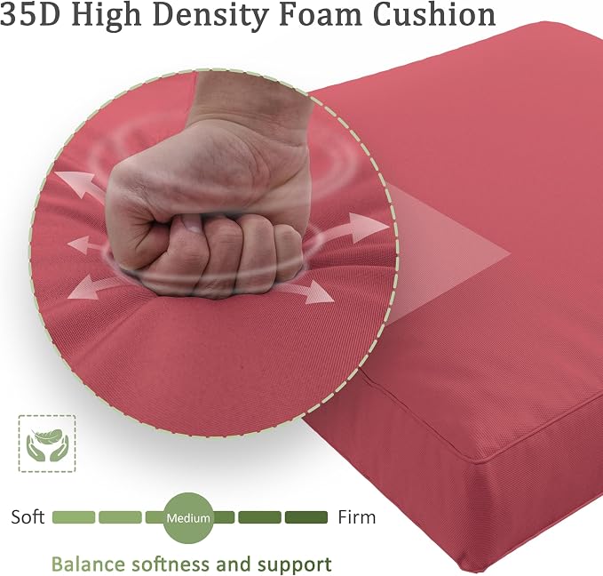 Outdoor Furniture Replacement Cushions, Waterproof Patio Furniture Cushions, 4" Deep Seat Outdoor Sectional Cushion for 3-Seat Outdoors Rattan Sofa Patio Sofa Cushion, Fuchsiared