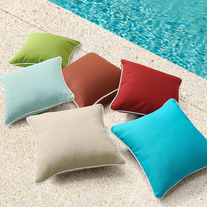 Unimatta Decorative Outdoor Water Repellent Throw Pillows with Inserts, Set of 4, 18" x18" Pillows for Patio, Backyard, Bed, Couch, and Patio Furniture, Tangerine
