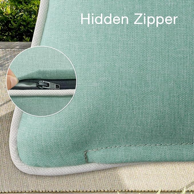 Unimatta Decorative Outdoor Water Repellent Throw Pillows with Inserts, Set of 4, 18" x18" Pillows for Patio, Backyard, Bed, Couch, and Patio Furniture, Aqua Green